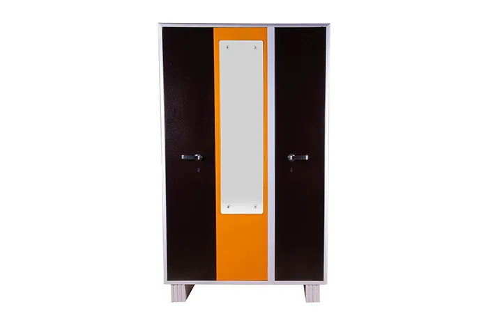 VIVDeal Brown & Apricot Triple Door Mirror Cupboard
